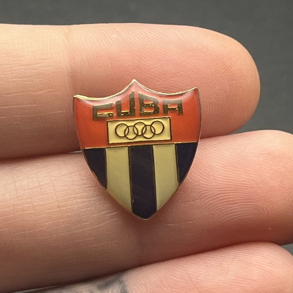 Vintage Cuba Olympics Shield Crest Lapel Hat Pin